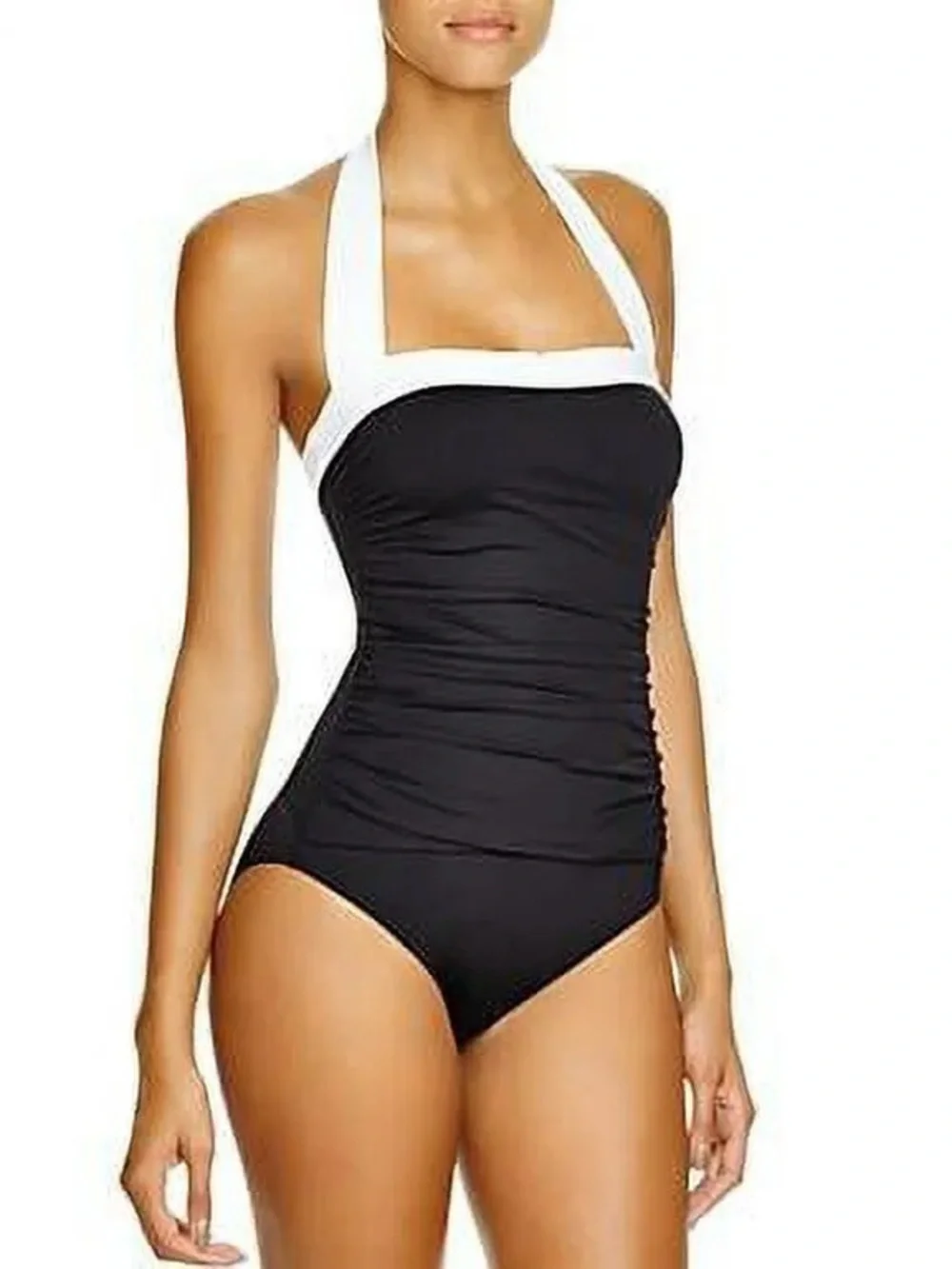 Lauren Ralph Lauren Black & White Halter One-Piece Swimsuit | Size 8